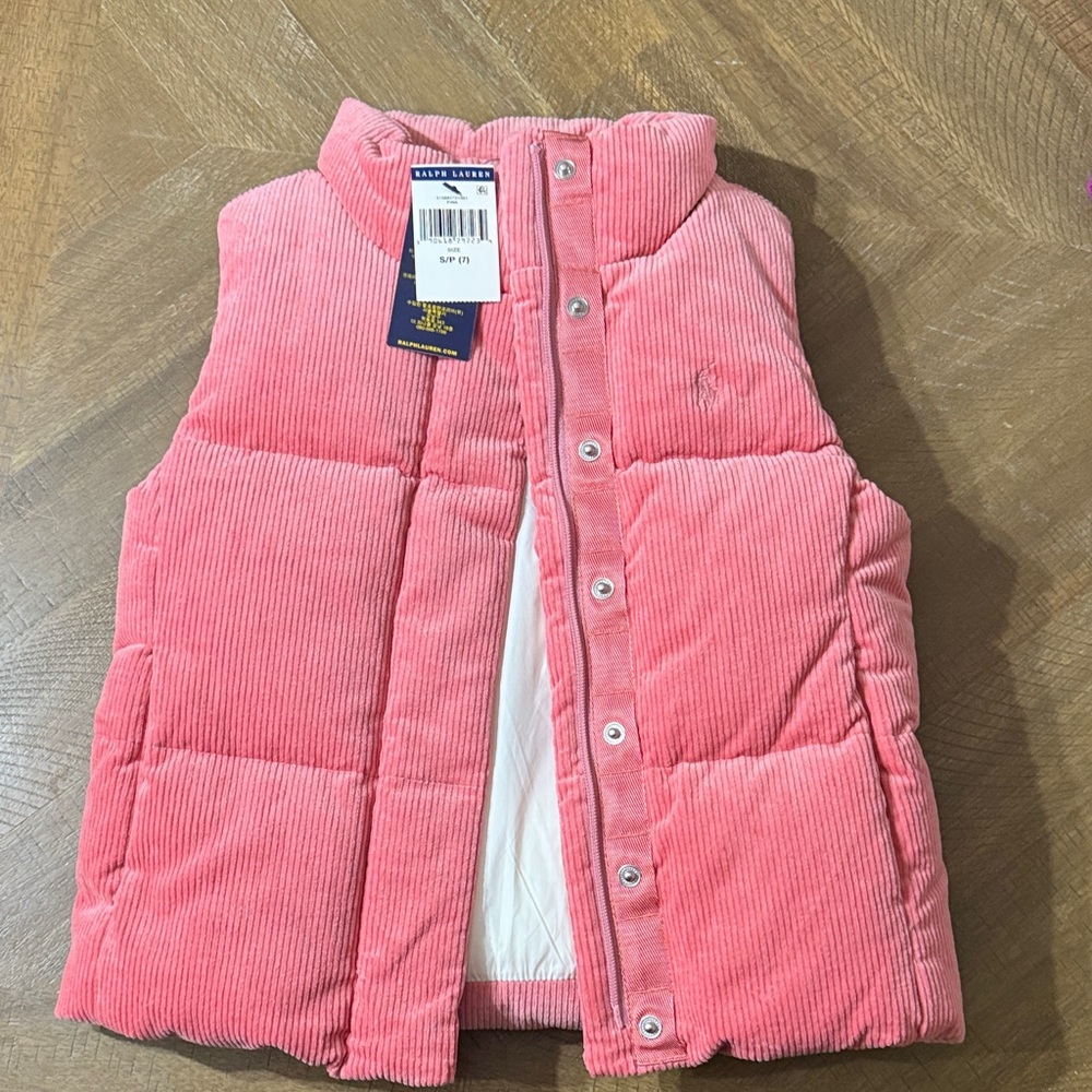 Ralph Lauren Pink Corduroy Puffer Vest
